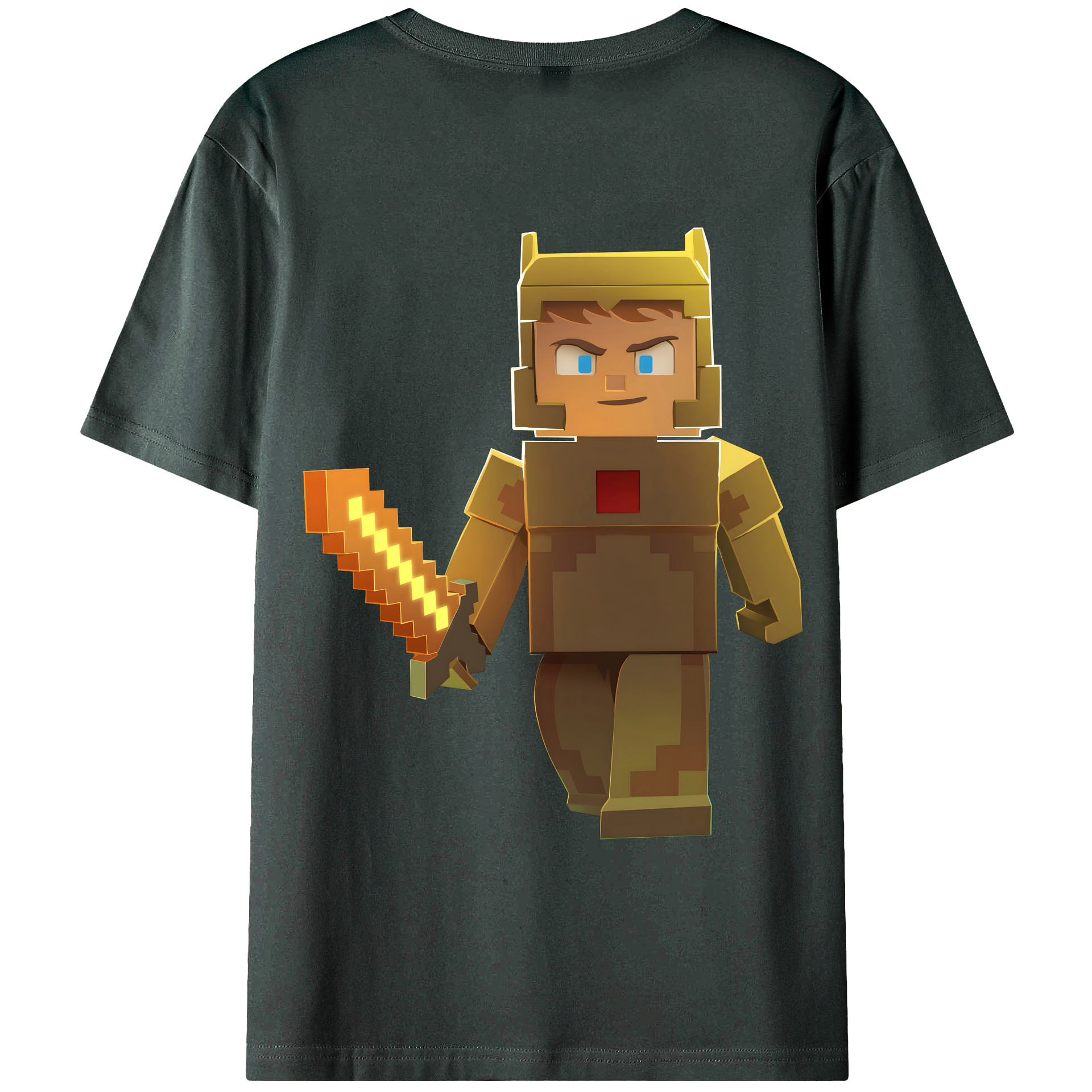 （画像用） マインクラフト ブロックの世界 Minecraft MC Block world 綿100％ メンズ半袖Tシャツ（バックプリント） 通気性